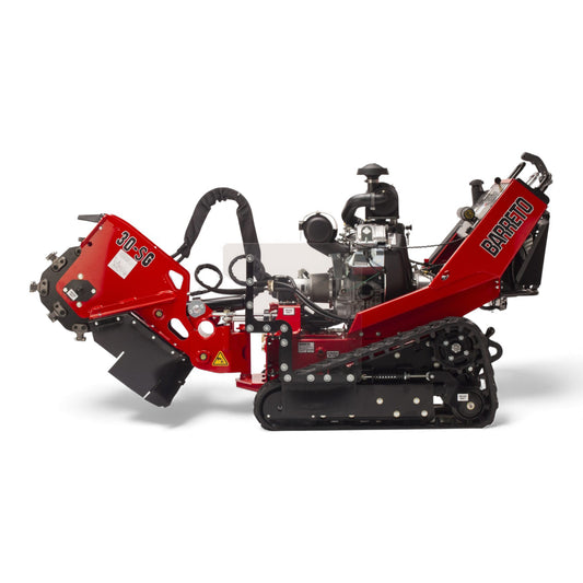 Barreto 30SG stump grinder with track drive system, hydraulic cutter wheel, and 31 HP Vanguard engine