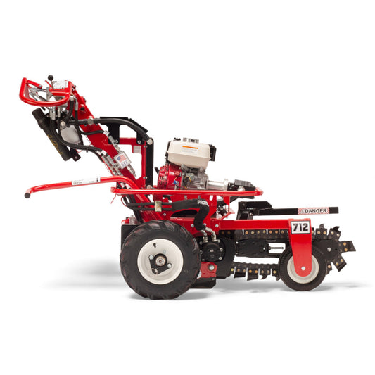 Barreto 712MTH micro trencher with Honda GX200 engine and 12–18 inch digging depth options