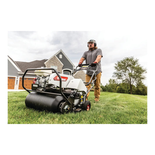 Bobcat AE26 26.5-inch walk-behind aerator with wide aeration width and high-efficiency core tines