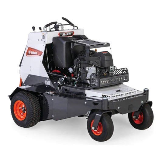 Bobcat AE30S 30-inch stand-on aerator with rear operator platform, durable tines, and heavy-duty frame