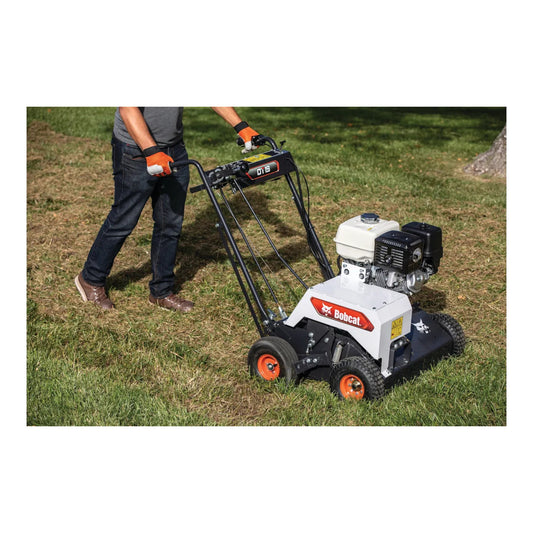Bobcat DT19 19-inch self-propelled dethatcher & verticutter with dual-function tines and durable steel frame