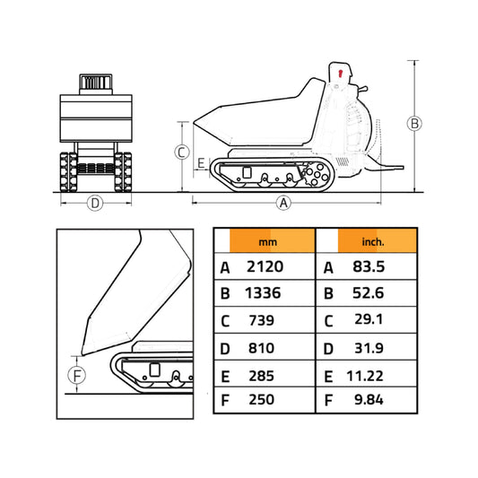 Cormidi C85 RI Hydrostatic Track Dumper, 800 kg (1764 lb) Load Capacity