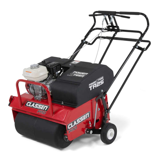 Classen TA25DA 25-inch Honda GX120 PowerSteer PRO aerator with heavy-duty tines and steerable power drive