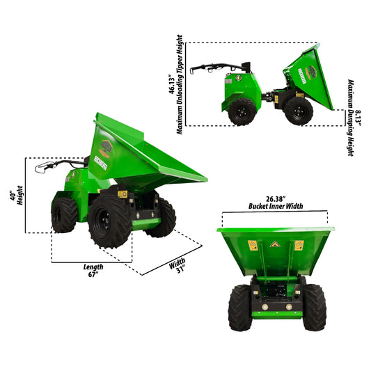 HOCXNEV66 4X4 Bidirectional Electric Dumper, 300 kg (661 lb) Load Capacity, 120V