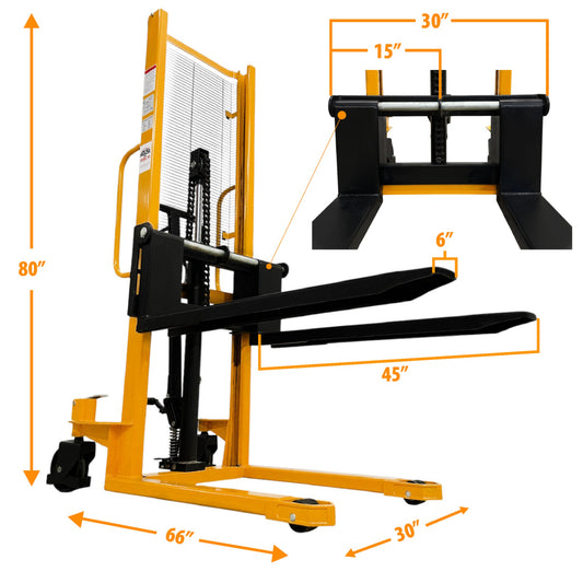 SYC63 - Hydraulic Stacker 1000 kg (2204 lbs) + 63" Capacity - CSA and UL Certified