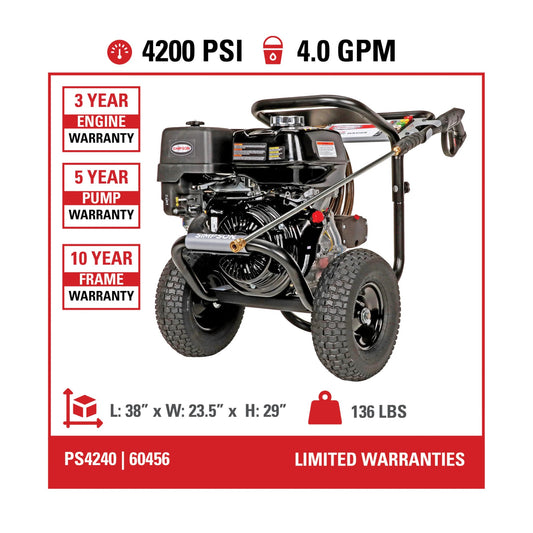 Simpson PS4240 Honda GX390 PowerShot 4200 PSI @ 4,0 GPM Pression Washer