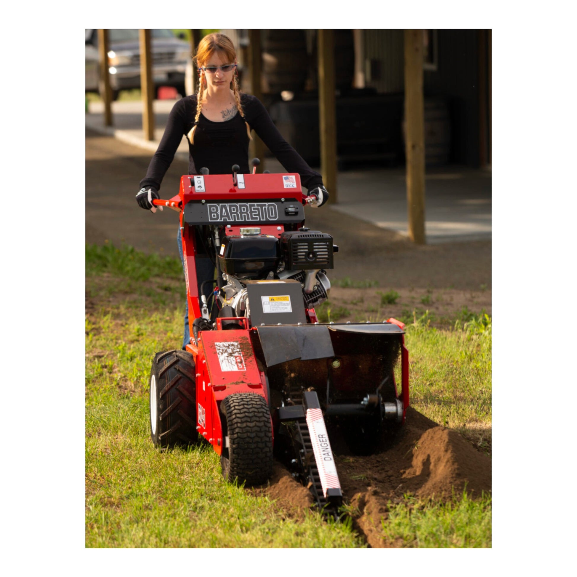 Barreto 1324D trencher with Honda GX390 engine and 24–36 inch digging depth