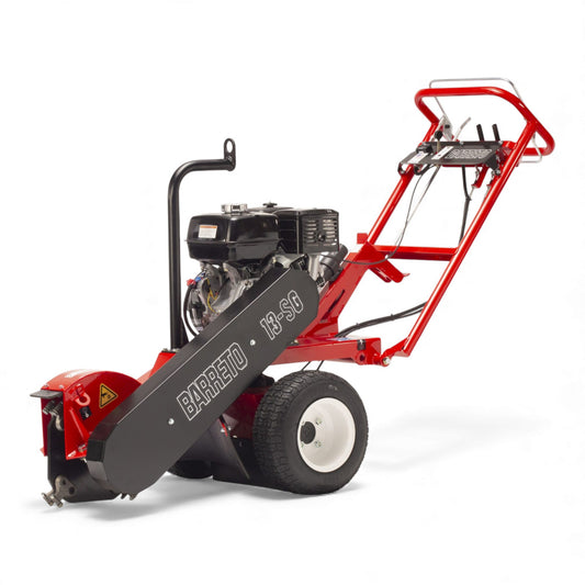 Barreto 13SGH/16SGB stump grinder with Honda engine, swivel cutting head, and heavy-duty carbide teeth