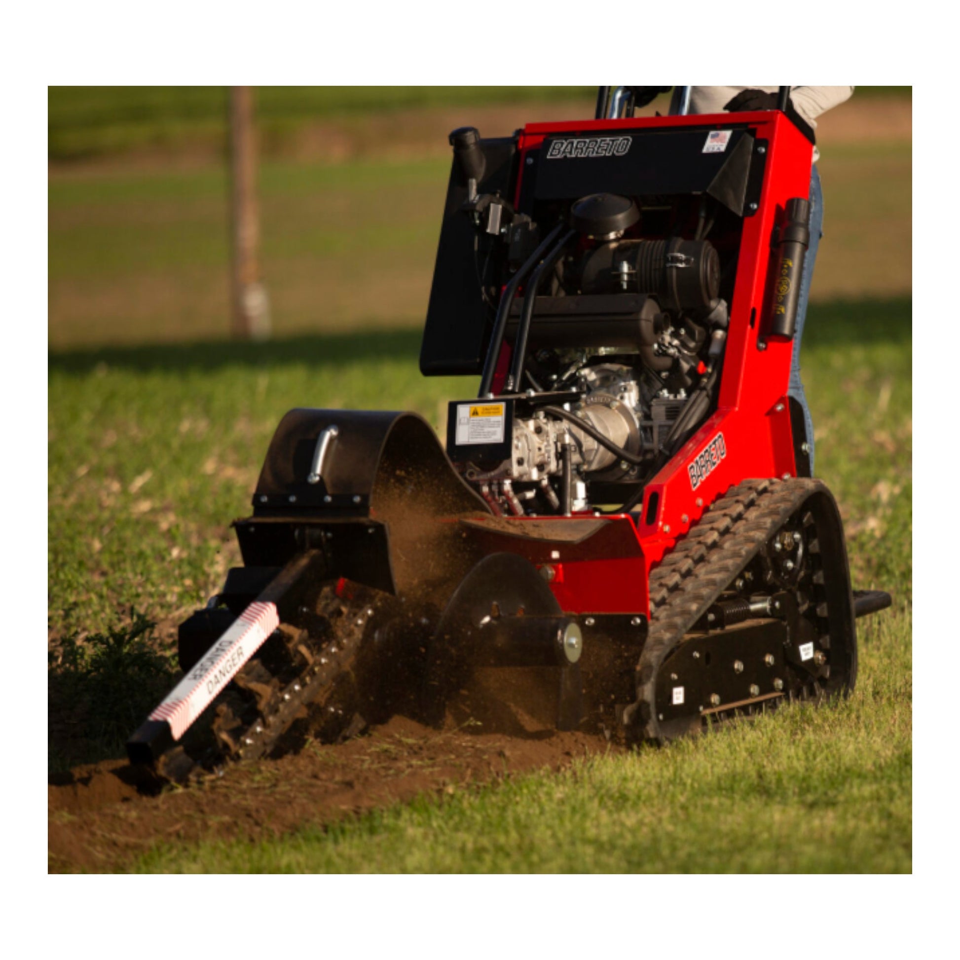 Barreto 2024RTKH trencher with Honda GX630 engine, track drive, and 24–42 inch digging depth