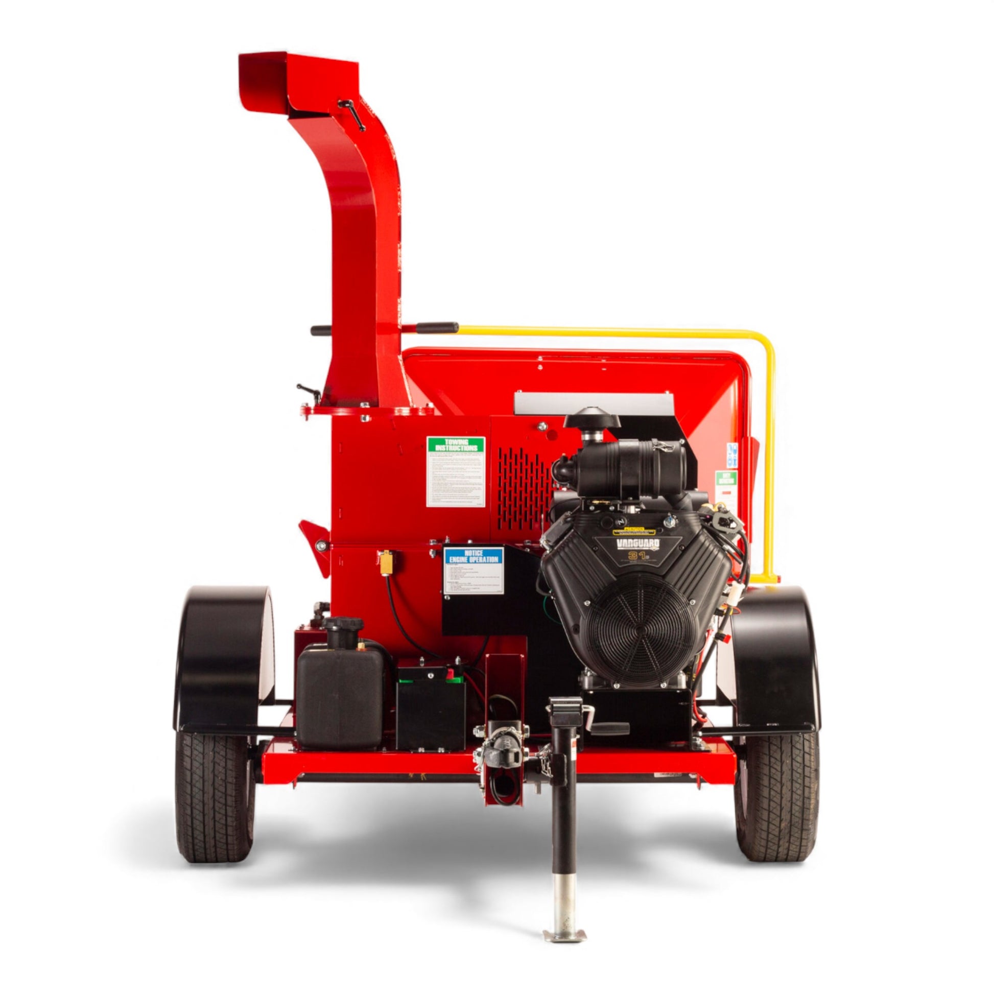 Barreto 3107C wood chipper with 31 HP engine, 7-inch chipping capacity, and heavy-duty hydraulic feed