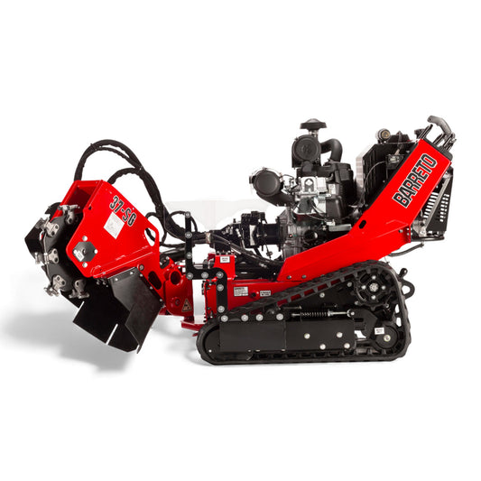 Barreto 37SG stump grinder with track drive, hydraulic cutter wheel, and 37 HP Vanguard engine