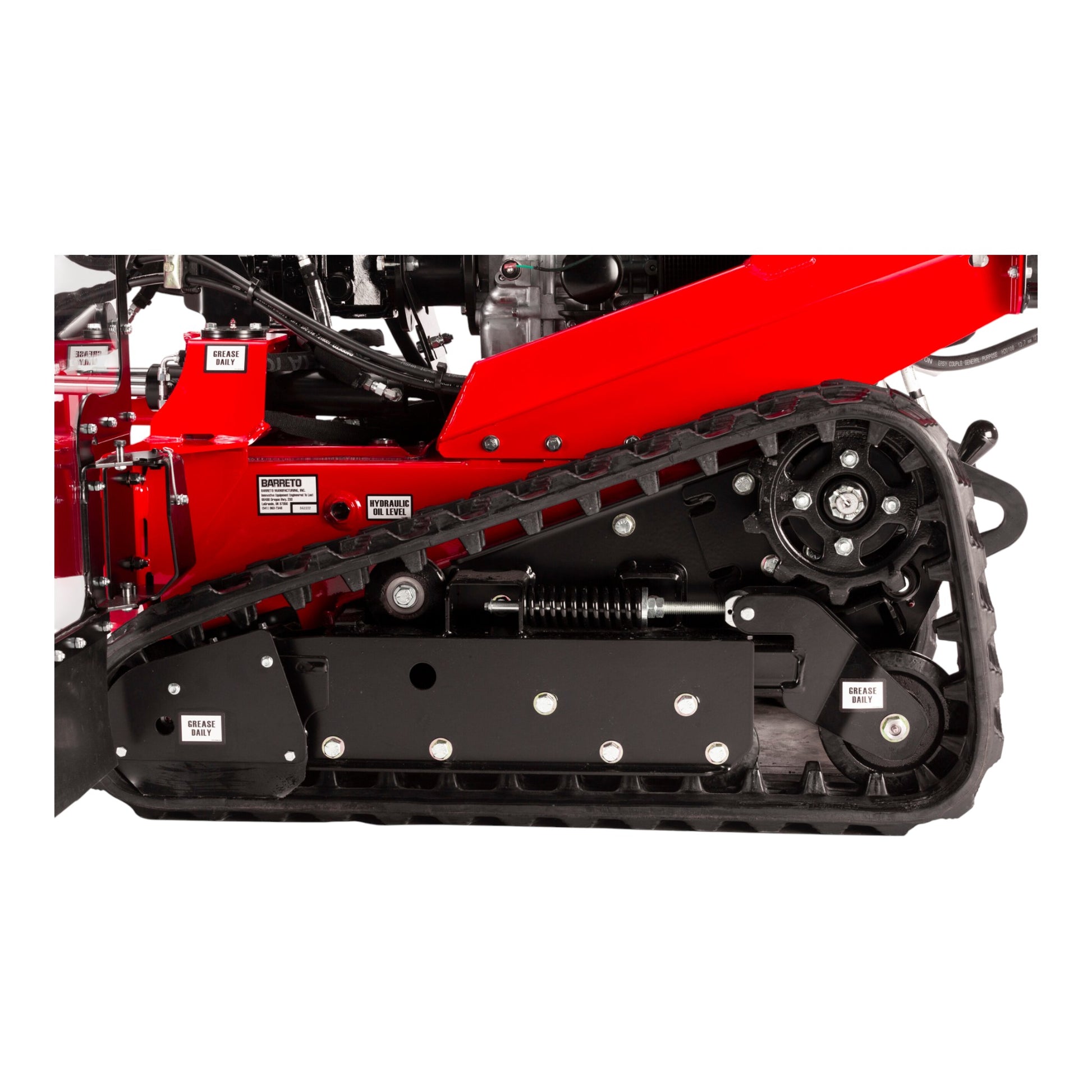 Barreto 37SG stump grinder with track drive, hydraulic cutter wheel, and 37 HP Vanguard engine
