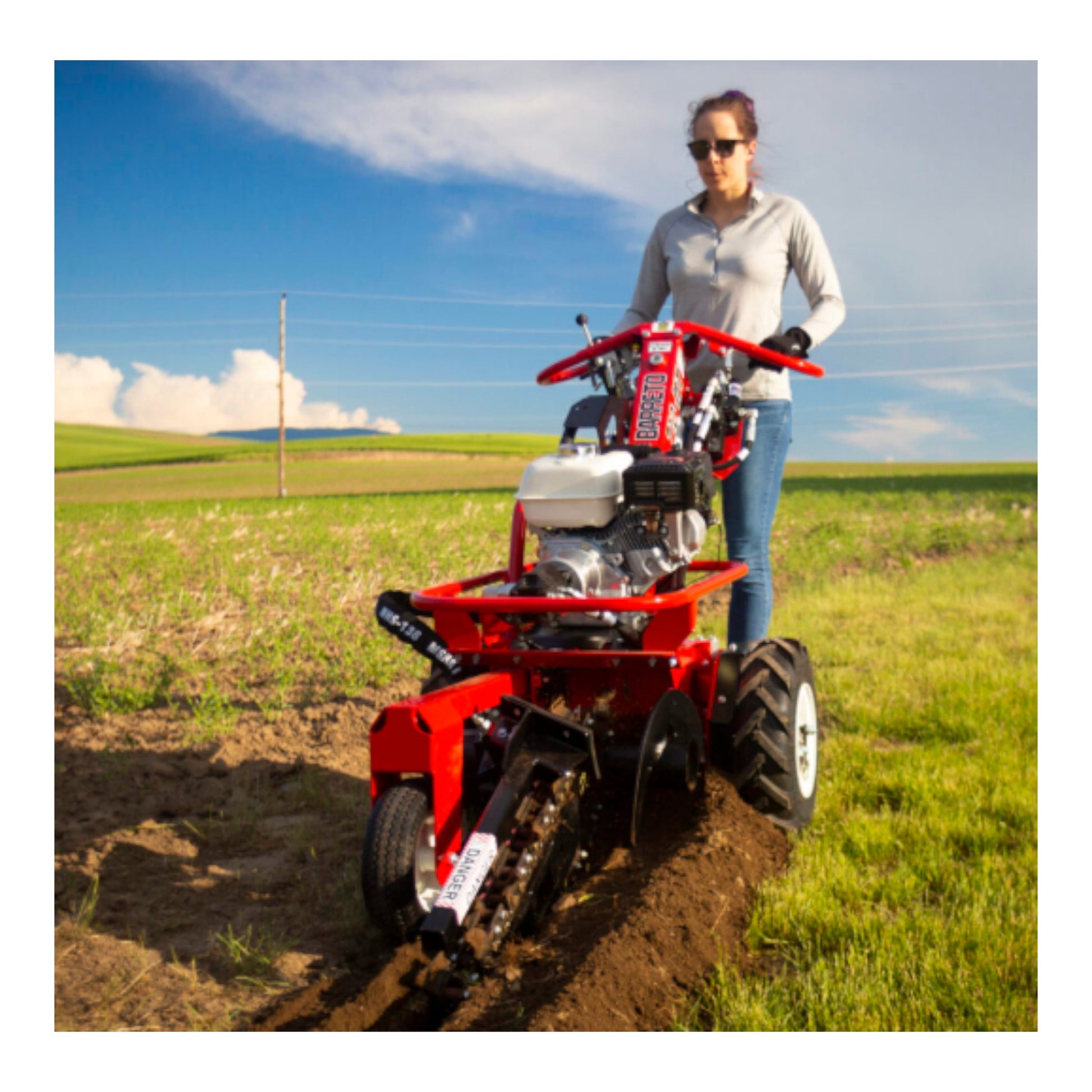 Barreto 712MTH micro trencher with Honda GX200 engine and 12–18 inch digging depth options