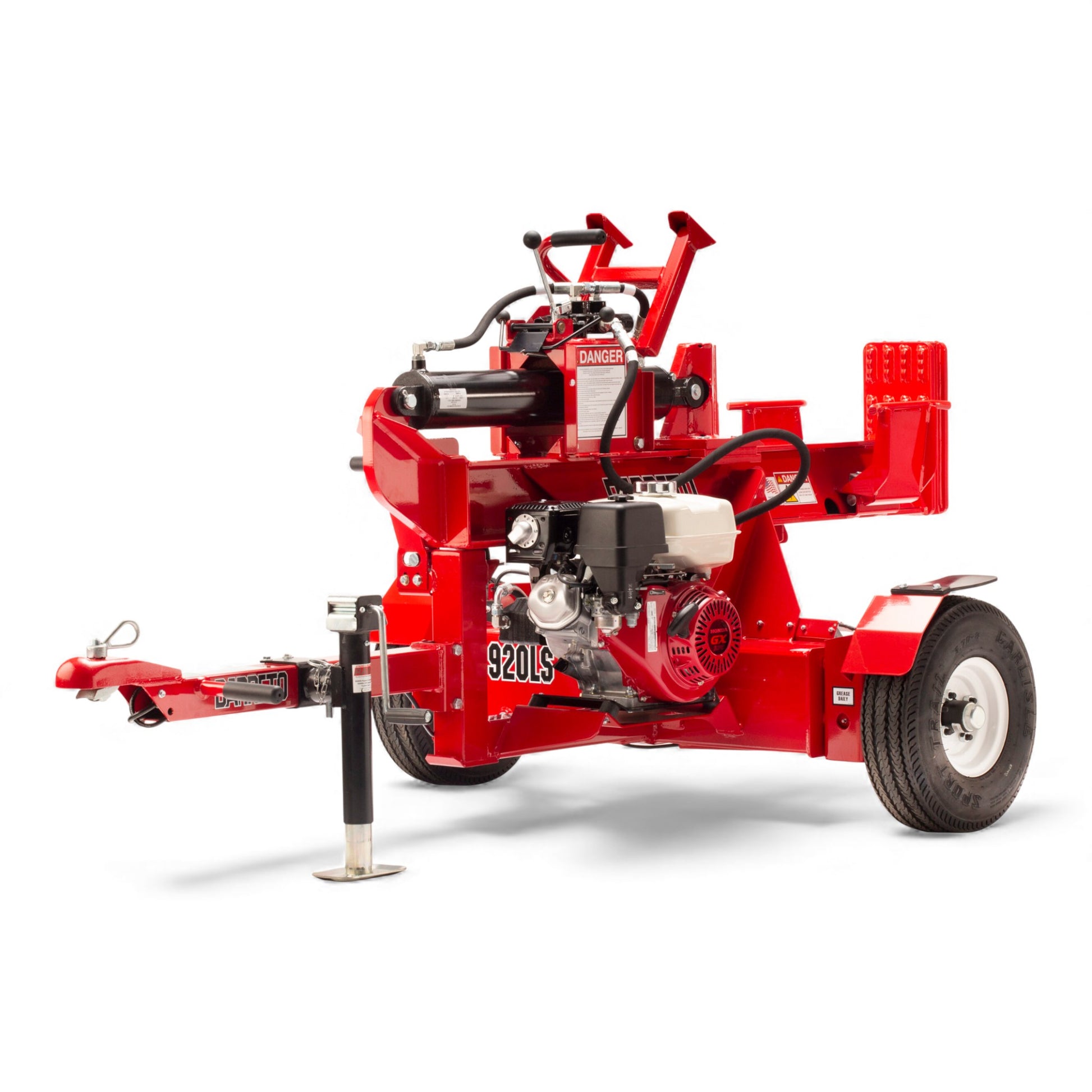 Barreto 920LS/922LS log splitter with 10 HP engine and heavy-duty hydraulic splitting power