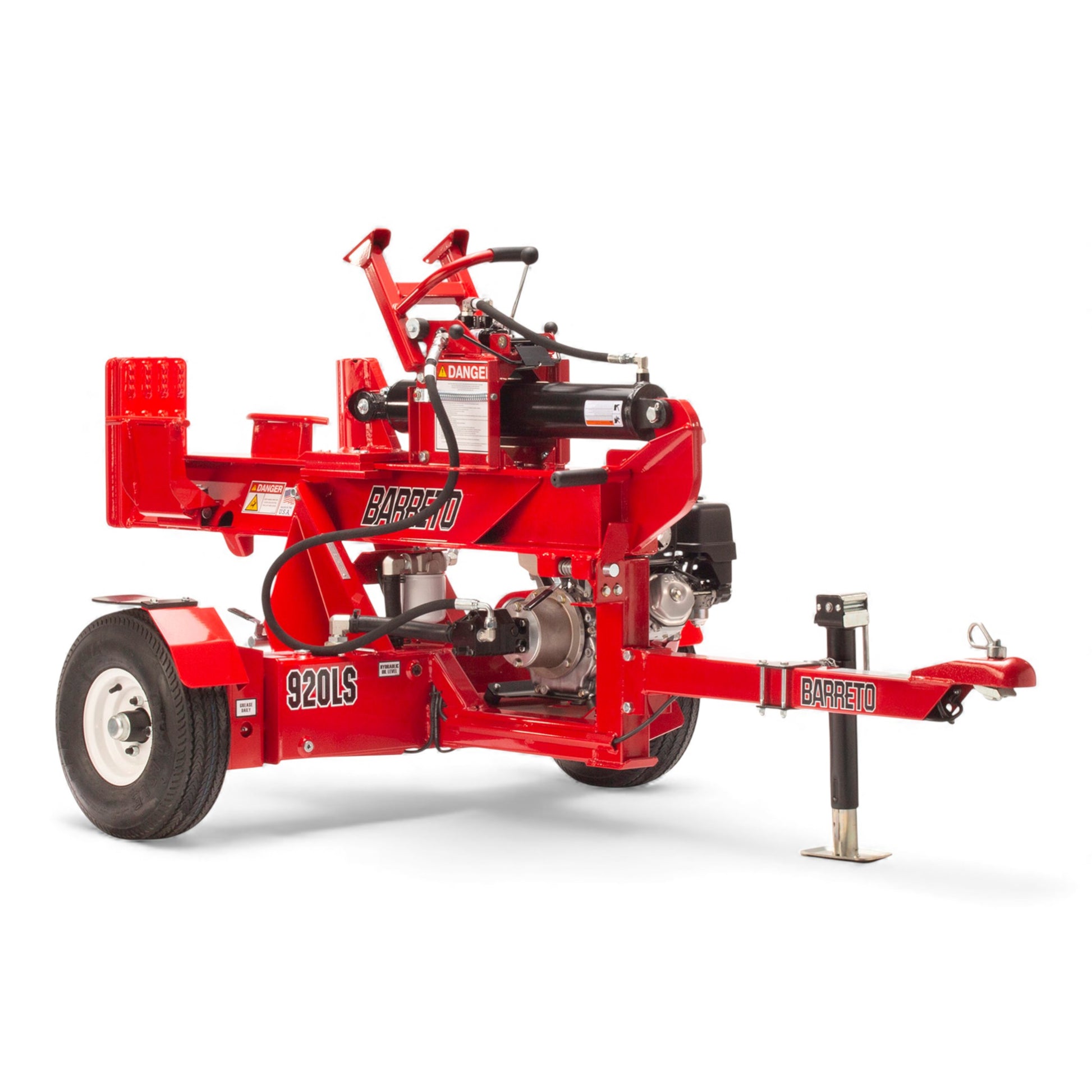 Barreto 920LS/922LS log splitter with 10 HP engine and heavy-duty hydraulic splitting power