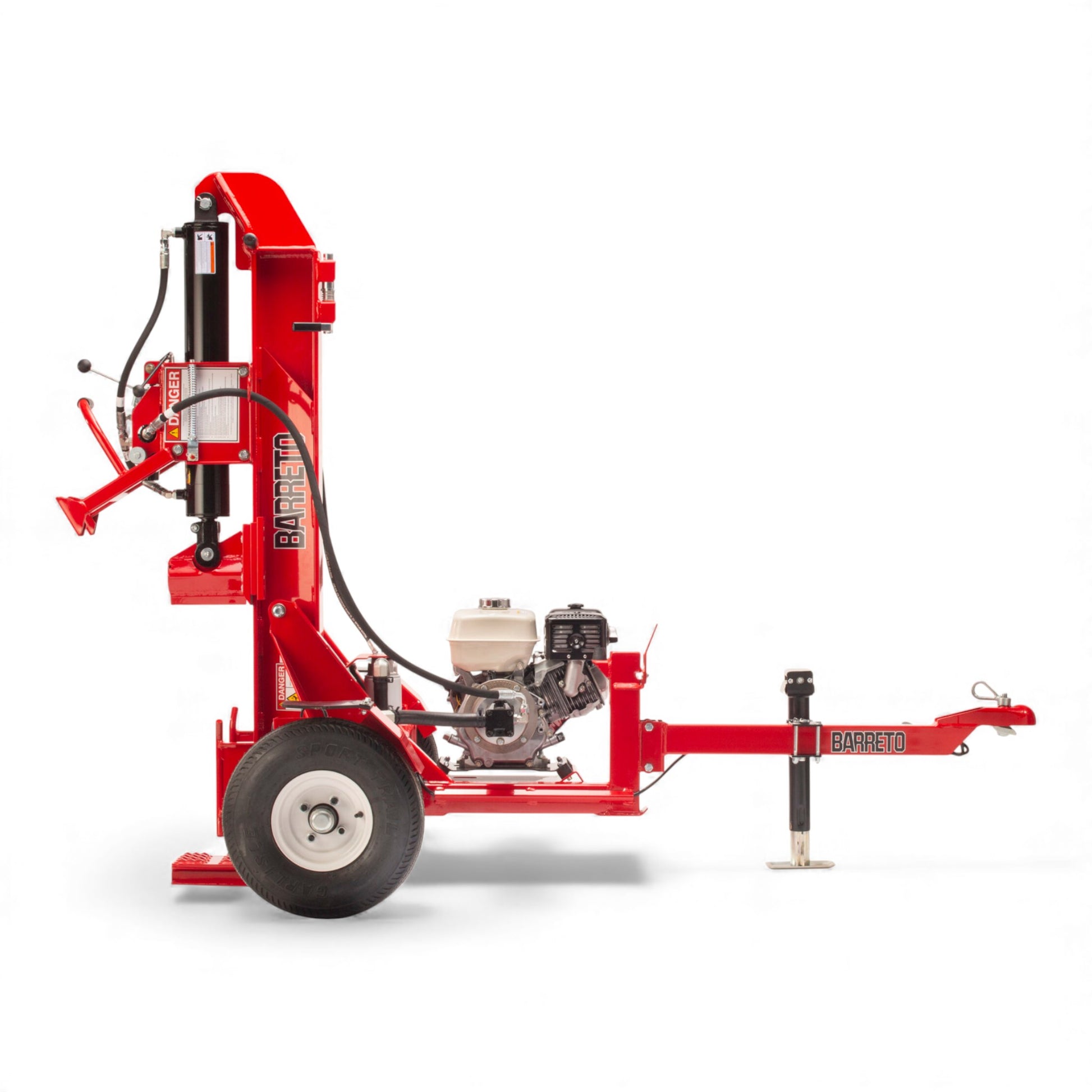 Barreto 920LS/922LS log splitter with 10 HP engine and heavy-duty hydraulic splitting power