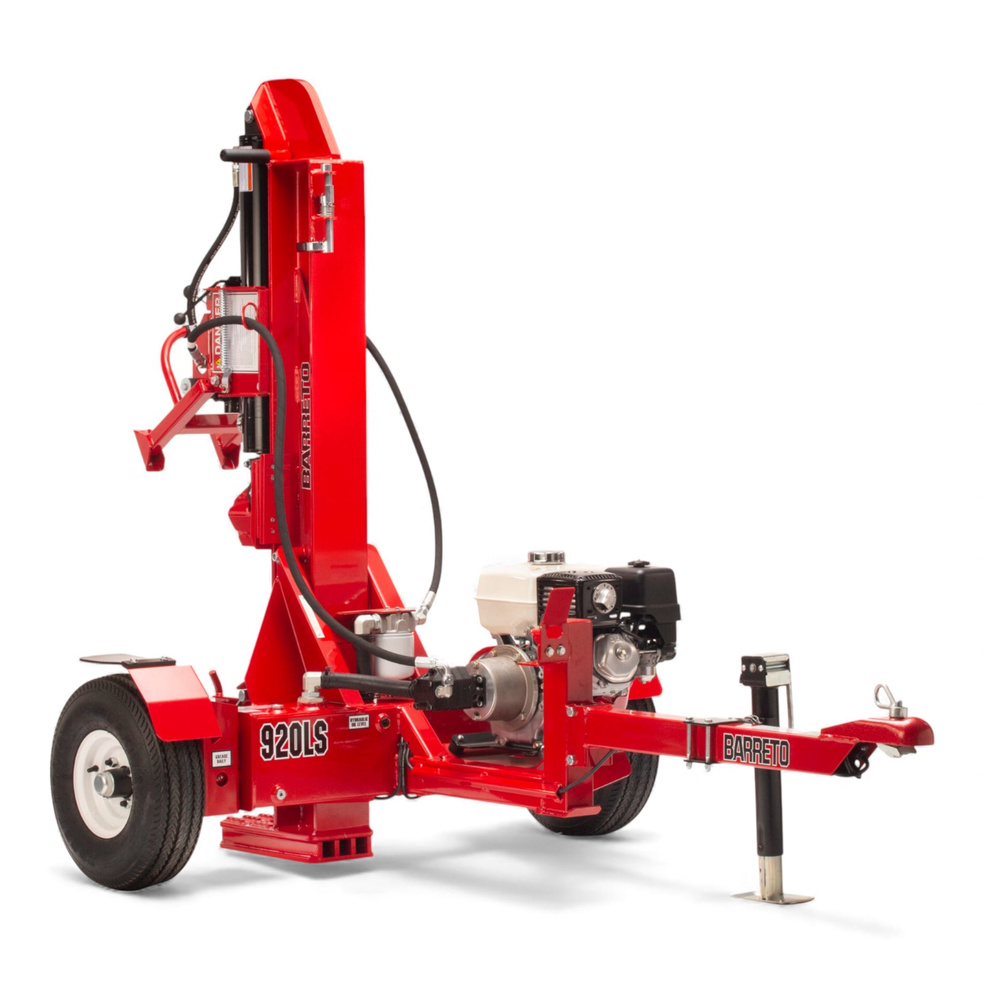 Barreto 920LS/922LS log splitter with 10 HP engine and heavy-duty hydraulic splitting power
