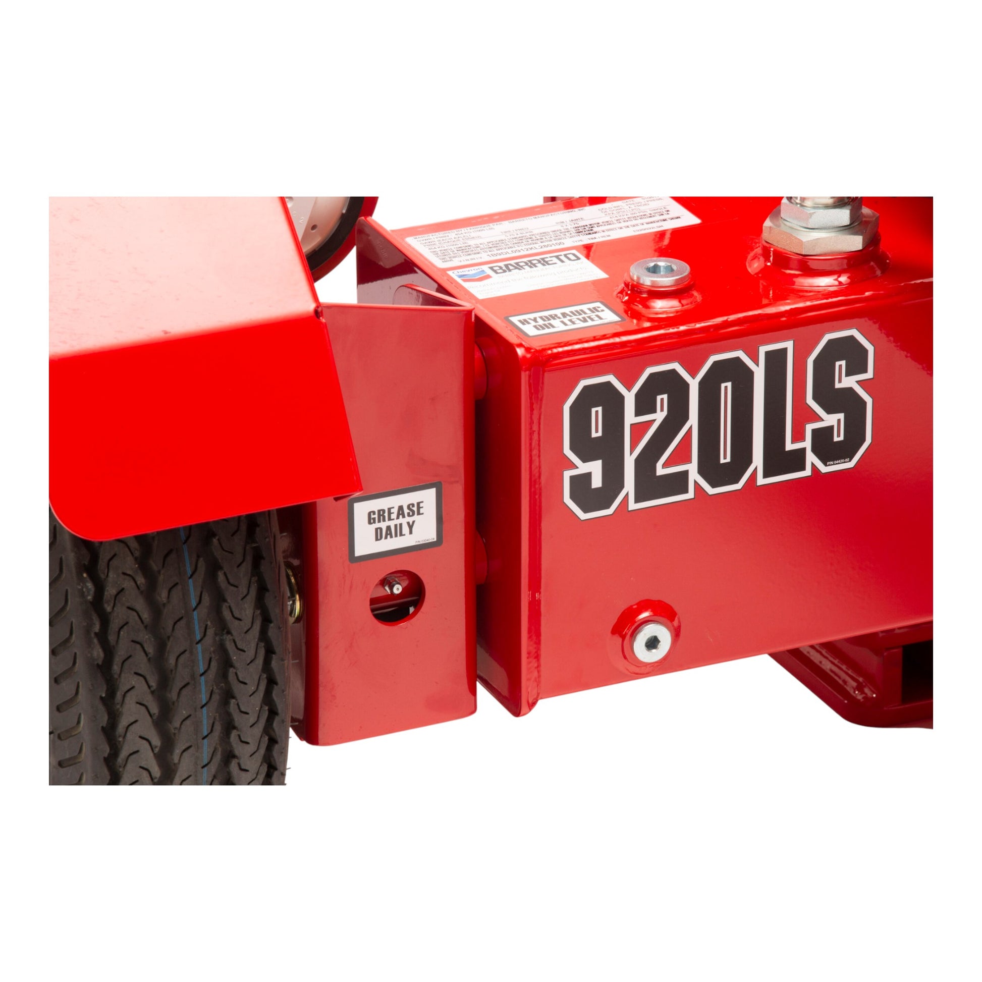 Barreto 920LS/922LS log splitter with 10 HP engine and heavy-duty hydraulic splitting power