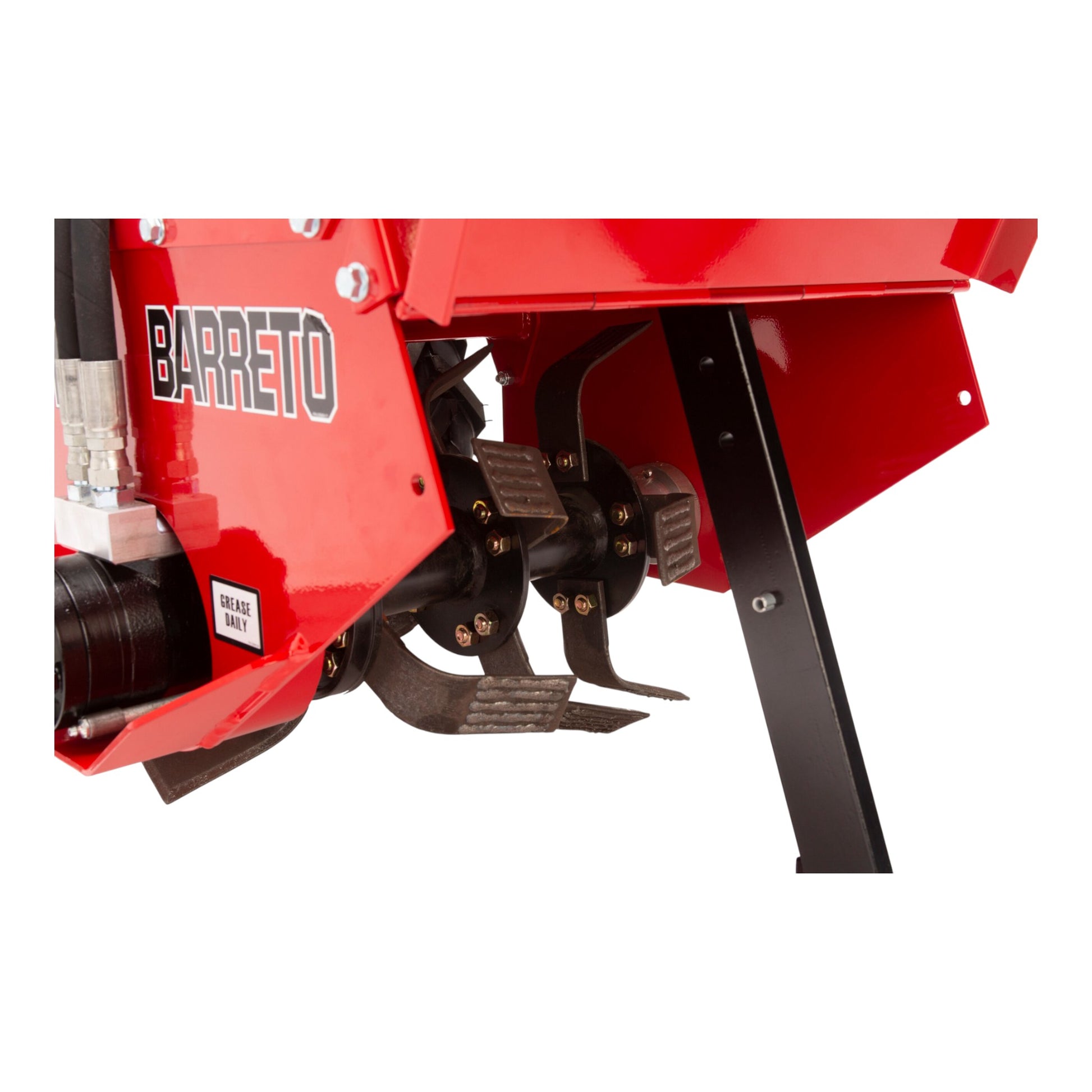 Barreto E918H rear-tine tiller with Honda GX engine, heavy-duty tines, and hydraulically driven transmission
