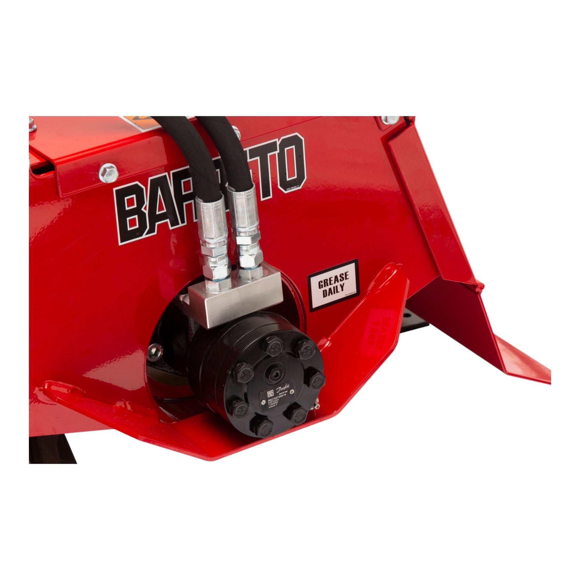 Barreto 1320H/1620B heavy-duty full-size rear-tine tiller with hydraulic drive, hardened tines, and commercial tilling capability