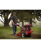 Barreto E918H rear-tine tiller with Honda GX engine, heavy-duty tines, and hydraulically driven transmission
