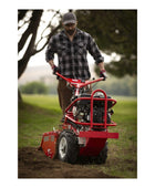 Barreto E918H rear-tine tiller with Honda GX engine, heavy-duty tines, and hydraulically driven transmission