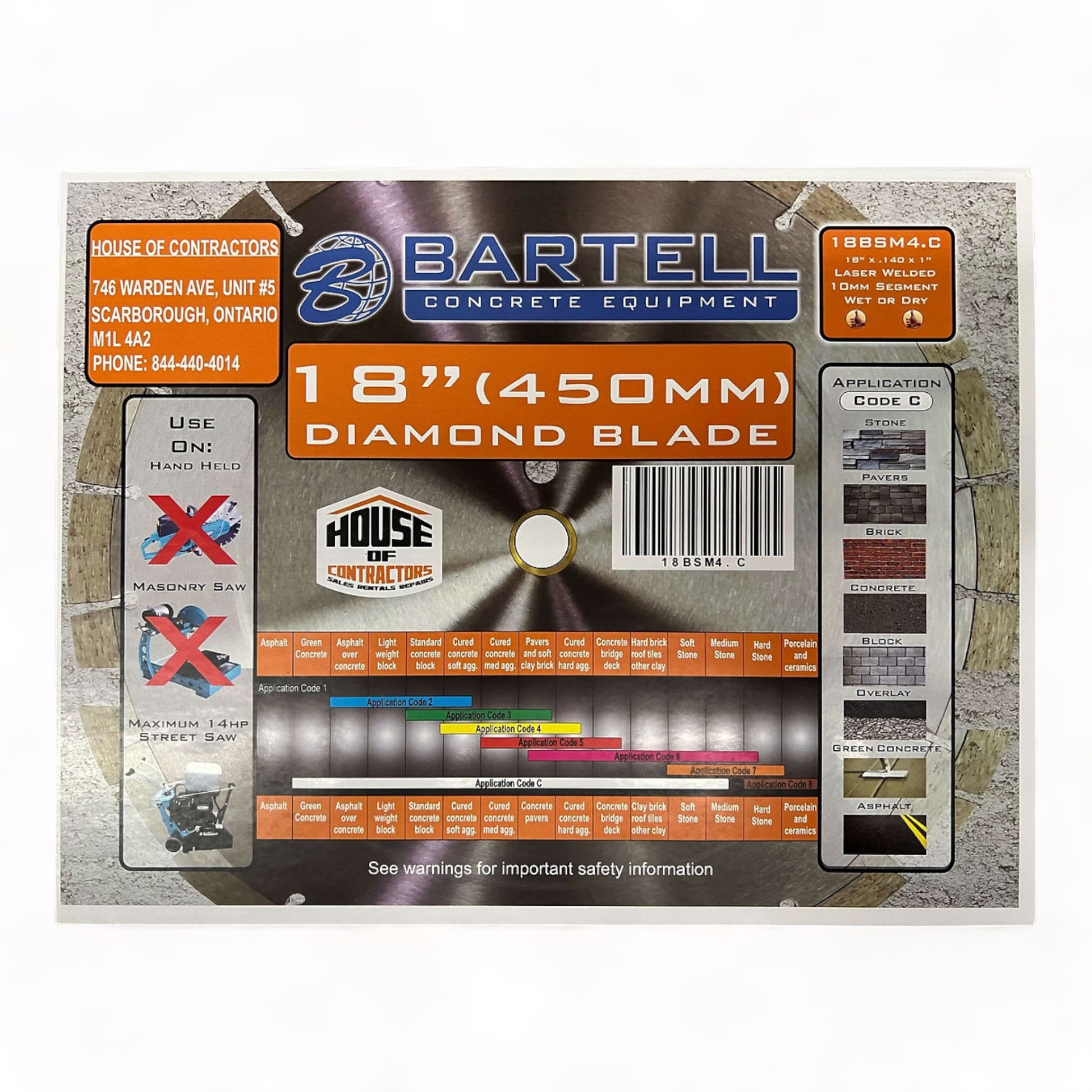 Bartell 18 Inch Combination Diamond Blade