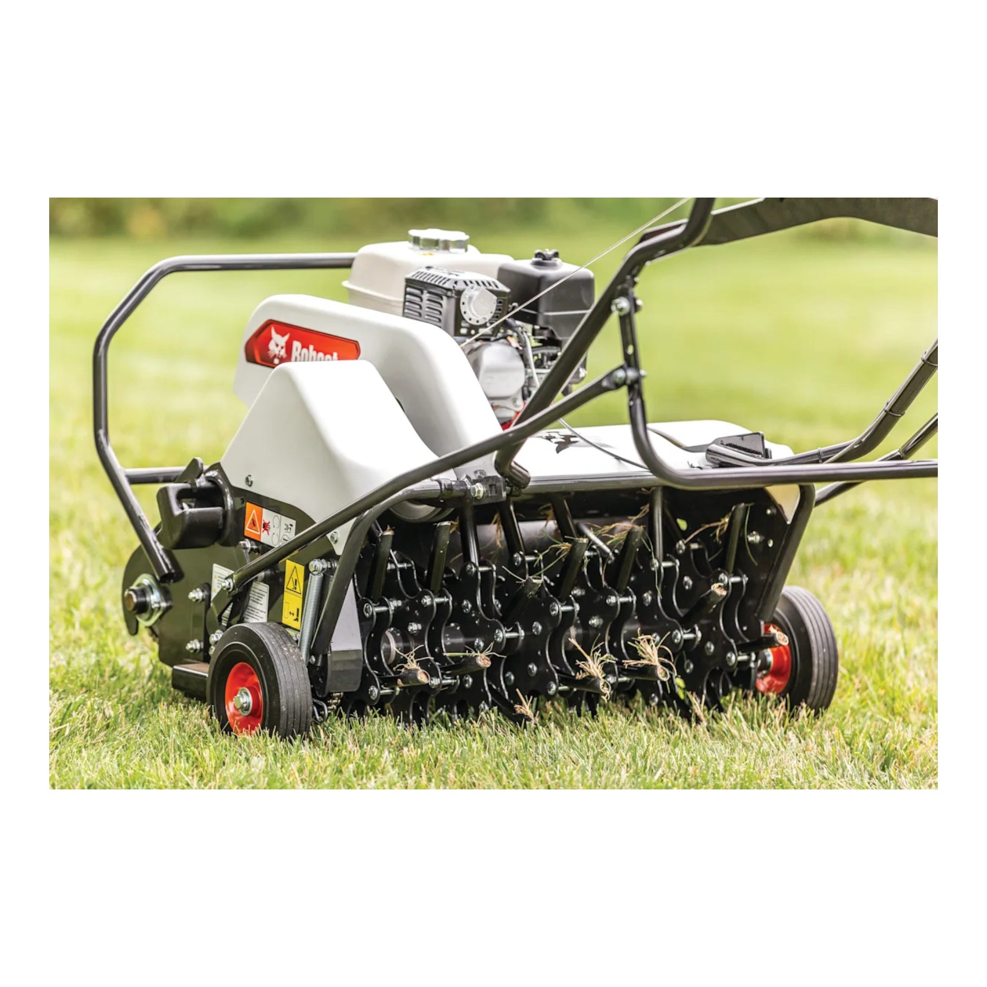 Bobcat AE26 26.5-inch walk-behind aerator with wide aeration width and high-efficiency core tines