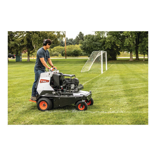 Bobcat AE30S 30-inch stand-on aerator with rear operator platform, durable tines, and heavy-duty frame