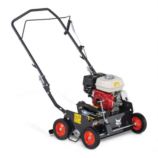 Bobcat DT18 18-inch push dethatcher with rugged tines and manual pull-behind design