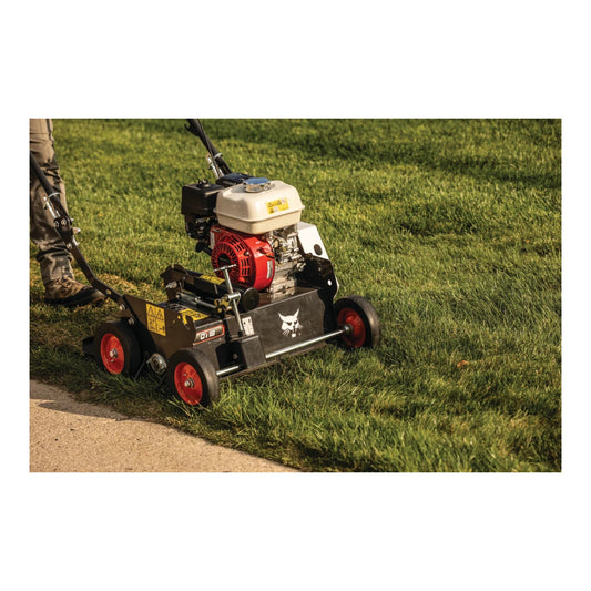 Bobcat DT18 18-inch push dethatcher with rugged tines and manual pull-behind design
