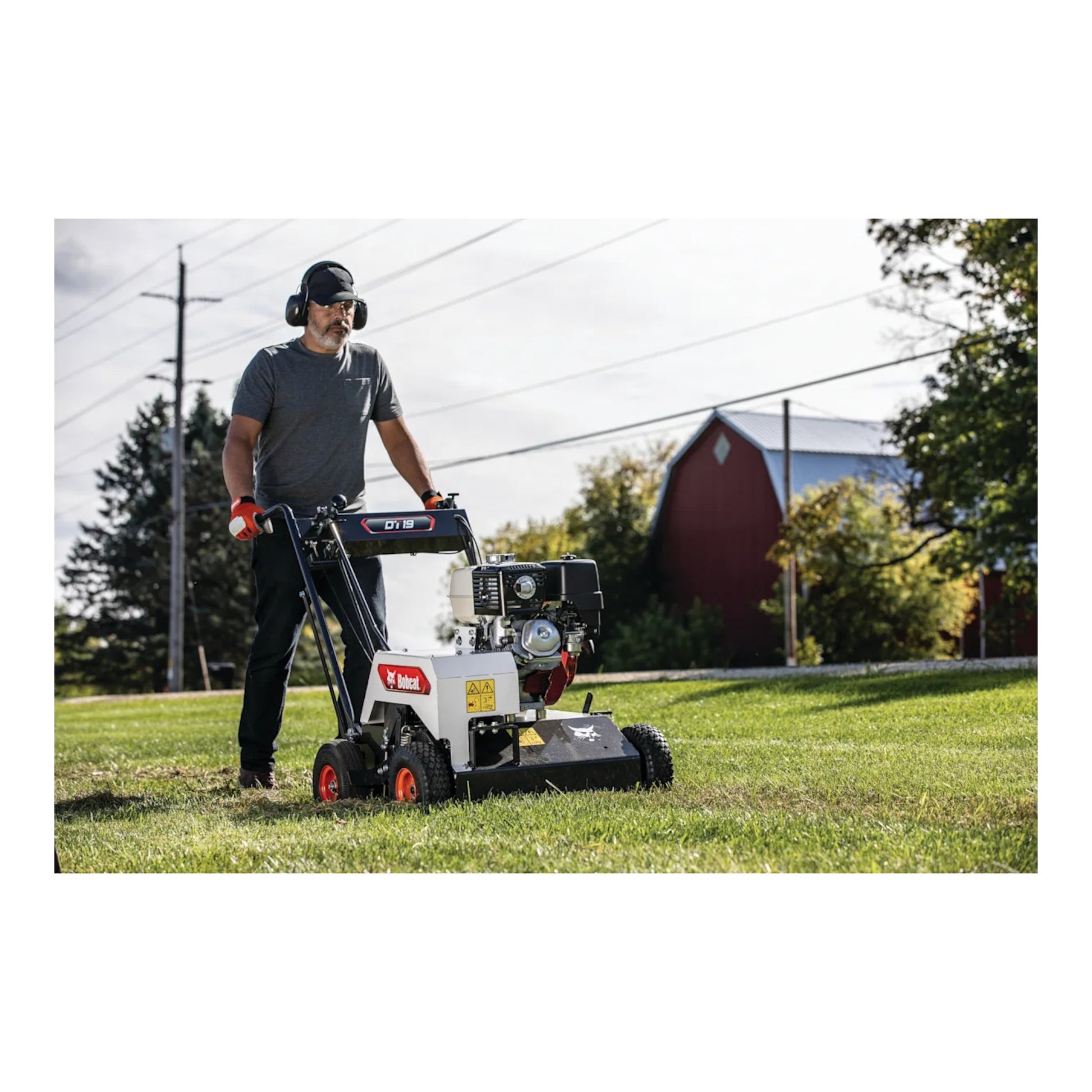 Bobcat DT19 19-inch self-propelled dethatcher & verticutter with dual-function tines and durable steel frame