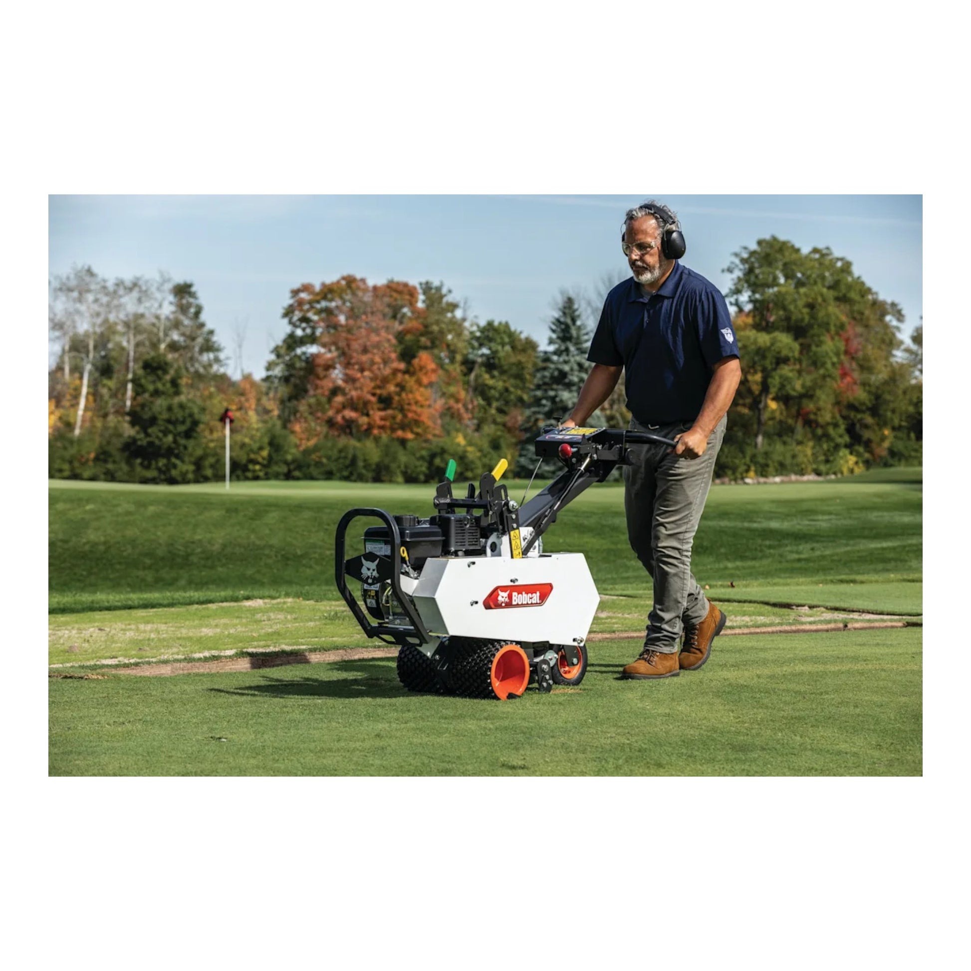 Bobcat SC18 18-inch mechanical drive sod cutter with heavy-duty cutting wheel and commercial Honda engine