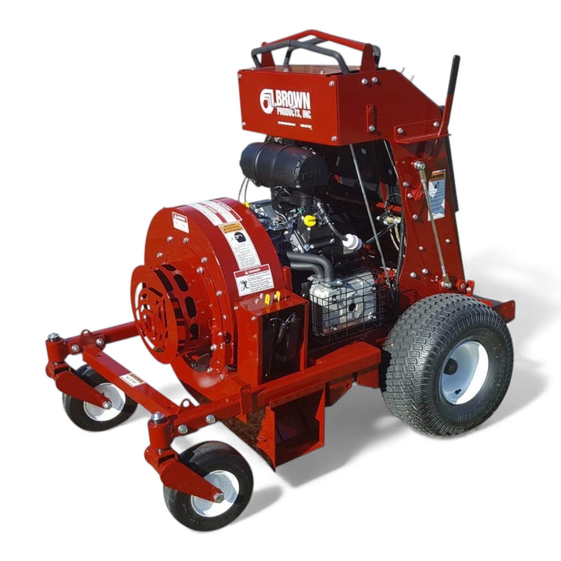 Brown Products BVZ4001HX/BVZ4000K ride-on blower-vac with high-capacity debris collection and powerful airflow