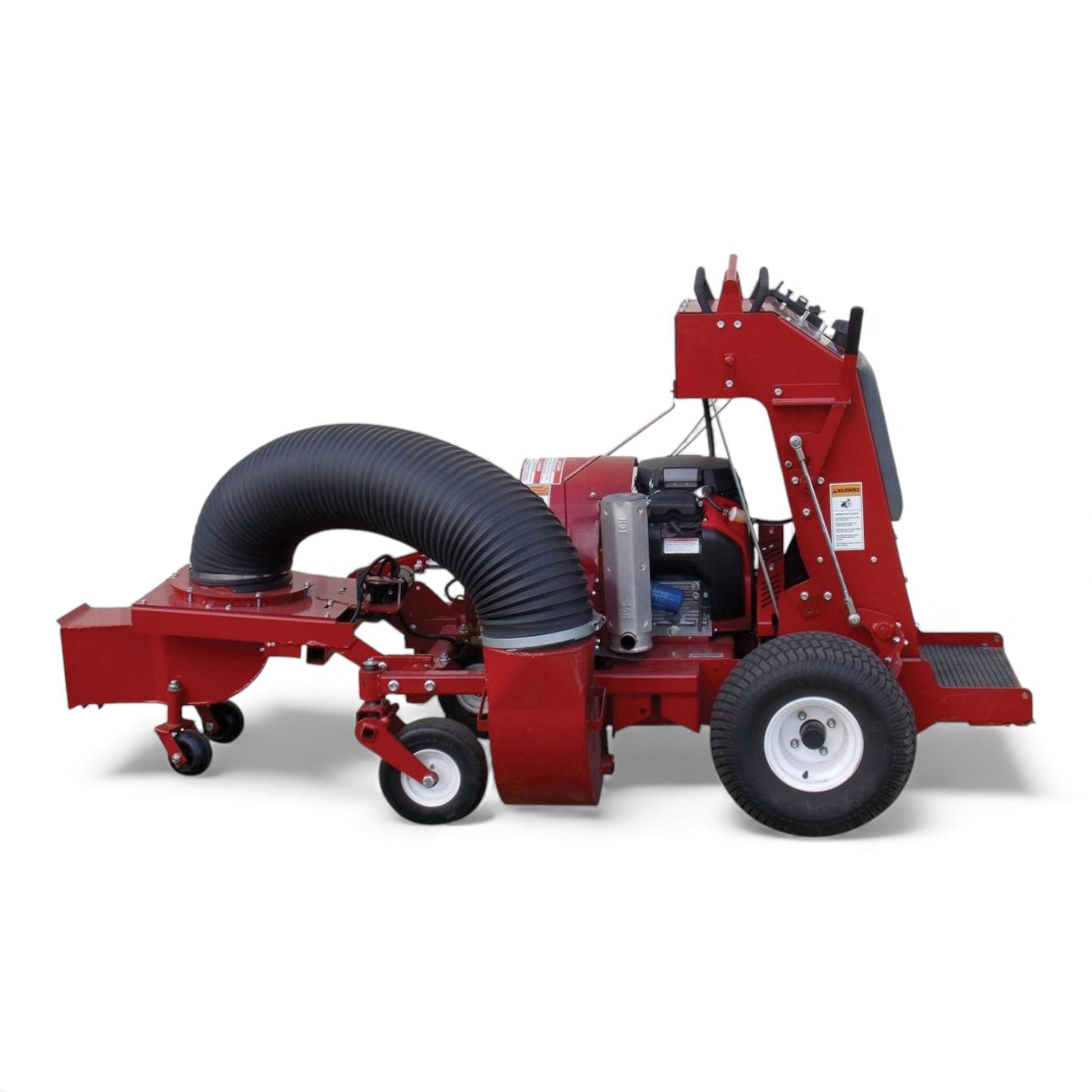 Brown Products BVZSYSHX/BVZSYSK Total Vacuum System with Honda or Kohler engine, heavy-duty vacuum head, collector trailer, and ride-on blower-vac platform