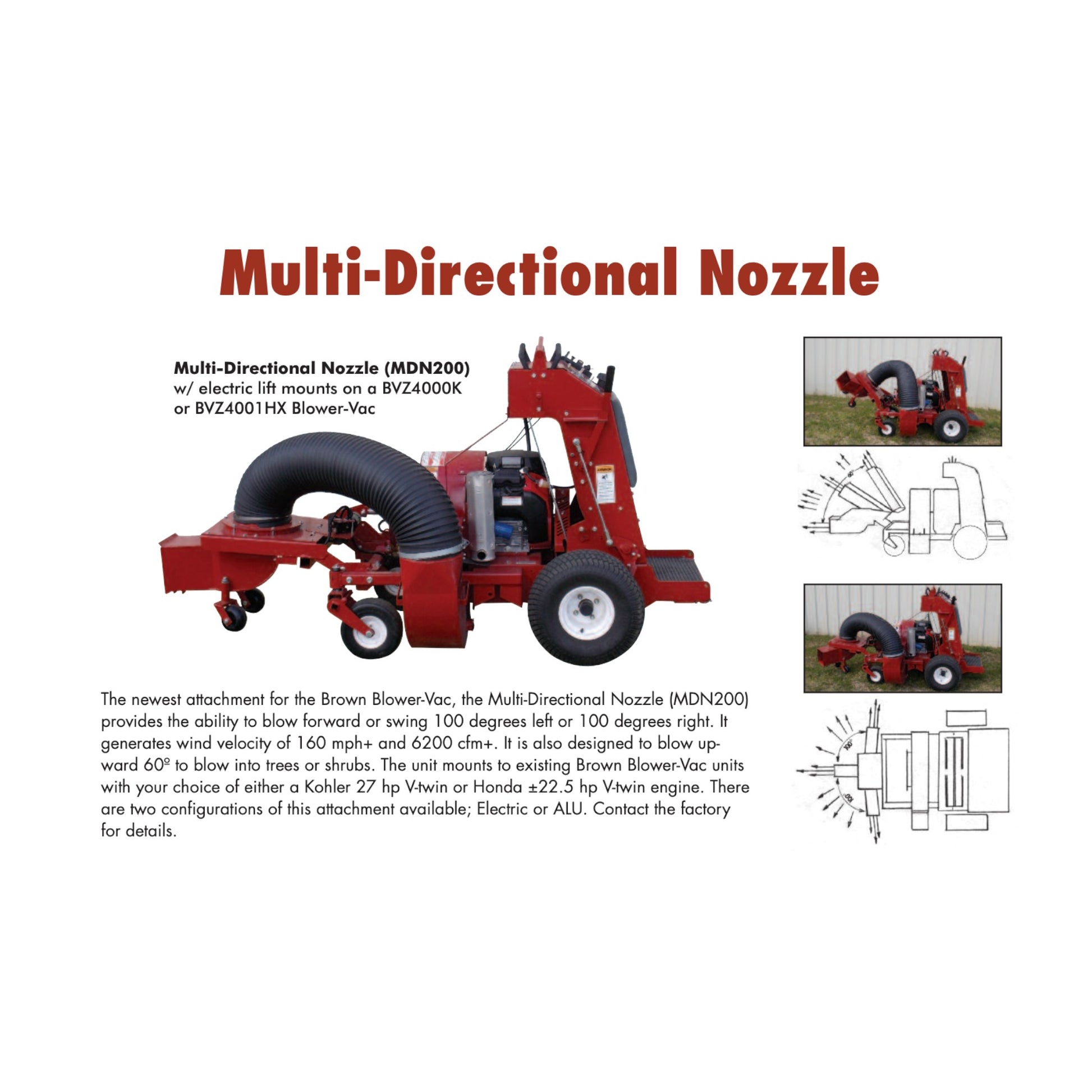 Brown Products BVZSYSHX/BVZSYSK Total Vacuum System with Honda or Kohler engine, heavy-duty vacuum head, collector trailer, and ride-on blower-vac platform