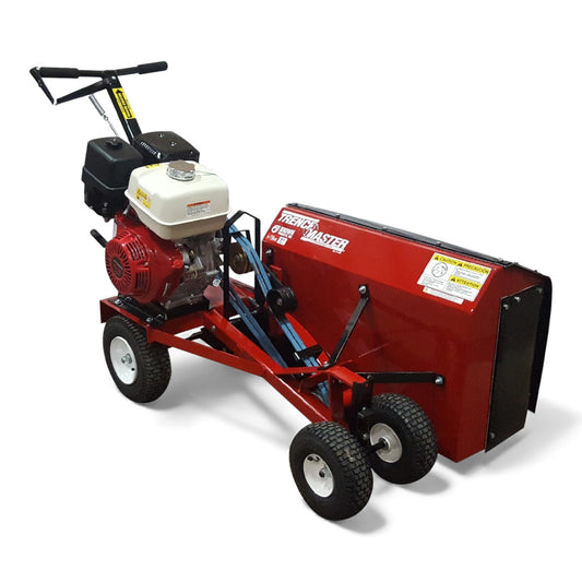 Brown Products F-1202 Honda GX390 walk-behind TrenchMaster with gearbox and clay rotor for heavy soil trenching