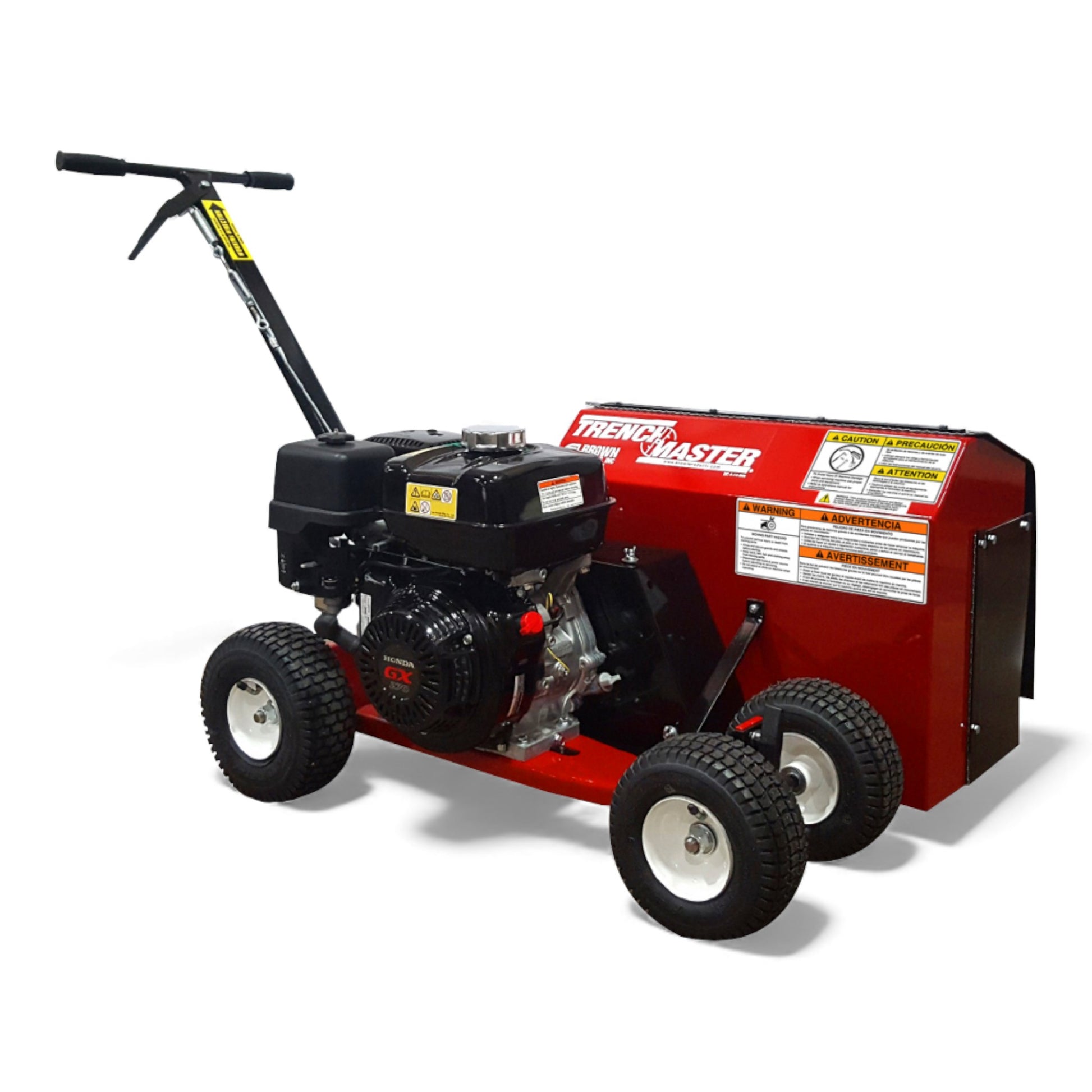 Brown Products F-704 TrenchMaster walk-behind bed edger with heavy-duty blade and commercial Honda engine