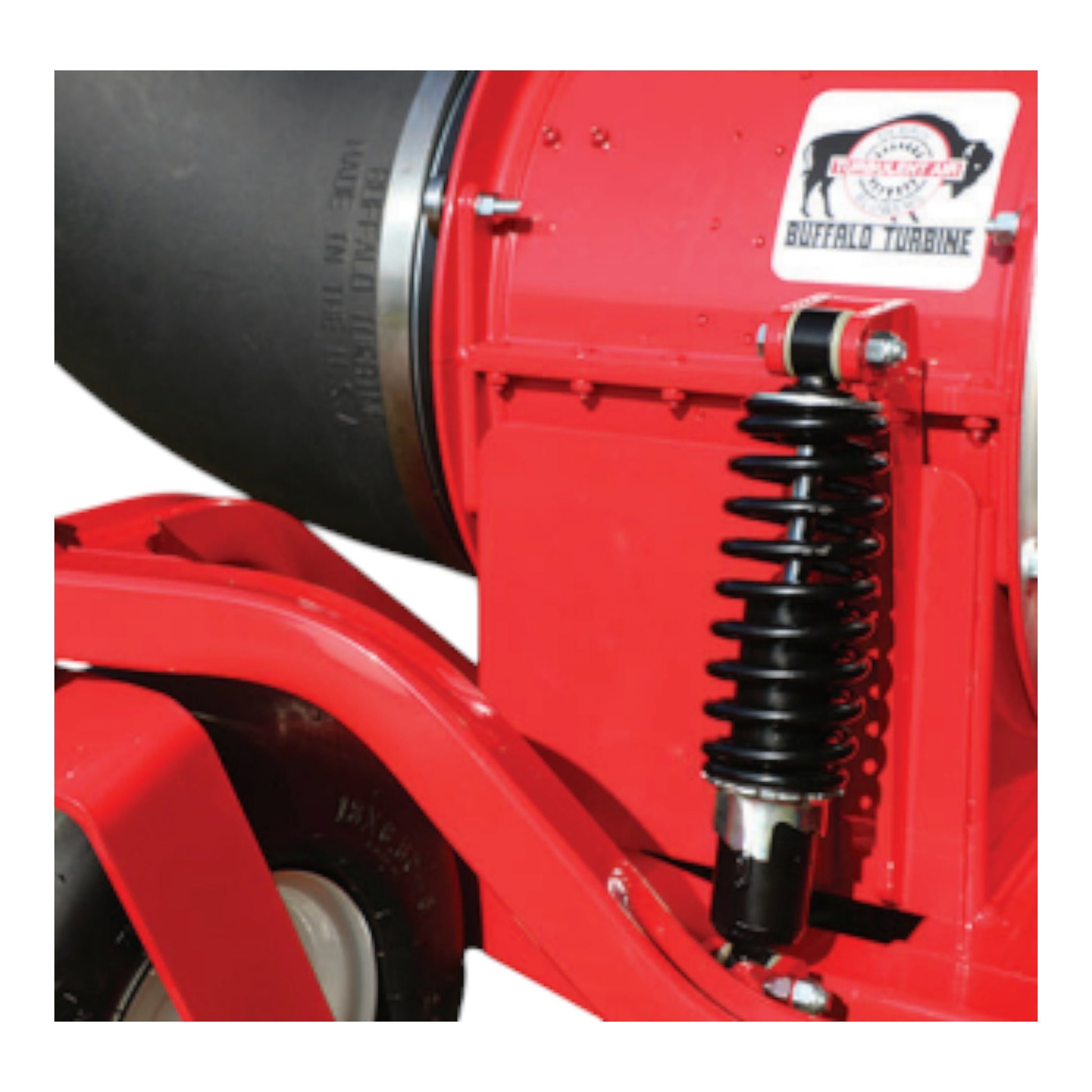 Buffalo Turbine Blitz Stand-On Debris Blower with elevated operator platform, high-velocity turbine, and 360-degree directional airflow nozzle