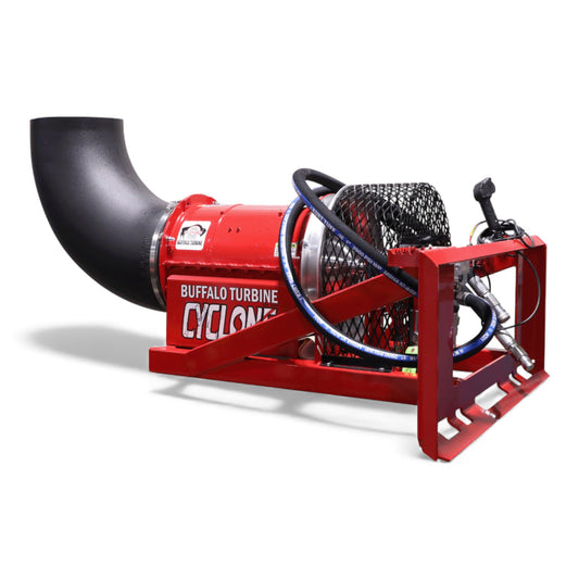 Buffalo Turbine Hydraulic Debris Blower with hydraulic drive system, high-velocity turbine, and 360-degree directional airflow nozzle