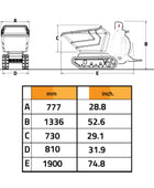 Dumper hidrostático de orugas Cormidi C85 RI-Poly, capacidad de carga de 800 kg (1764 lb)