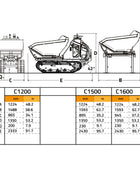 Cormidi CMF1500 - Dumper hidrostático de orugas de acero RI con capacidad de 1500 kg (3307 lb)