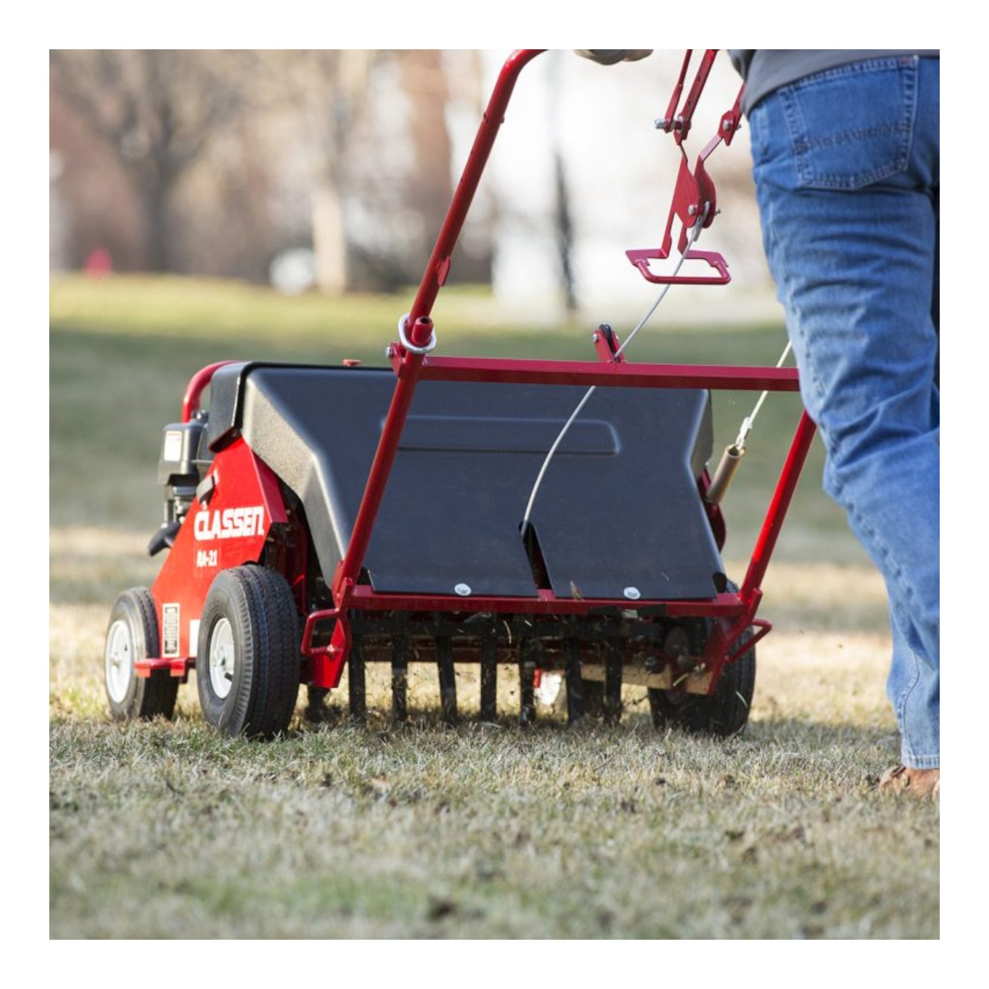 Classen RA-21H 21-inch Honda GX160 reciprocating aerator with heavy-duty tines and commercial-grade drive