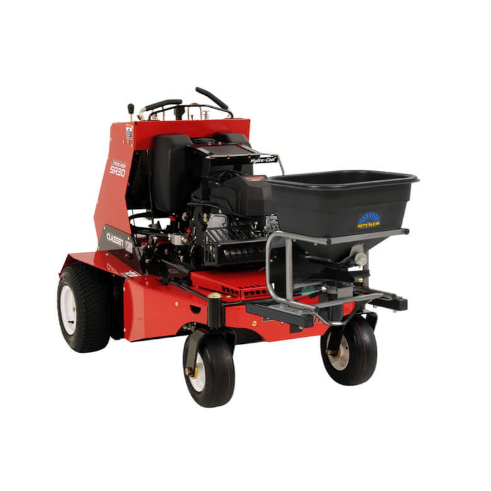 Classen SA-30A 30-inch Kawasaki FS541V PRO stand-aer aerator with heavy-duty tines, stand-on platform, and commercial-grade durability