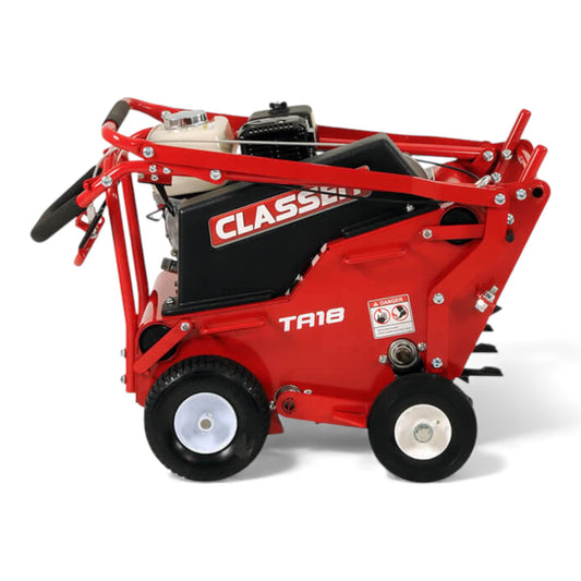 Classen TA18AH 18-inch Honda GX120 PRO steerable compact aerator with heavy-duty tines and compact steering design