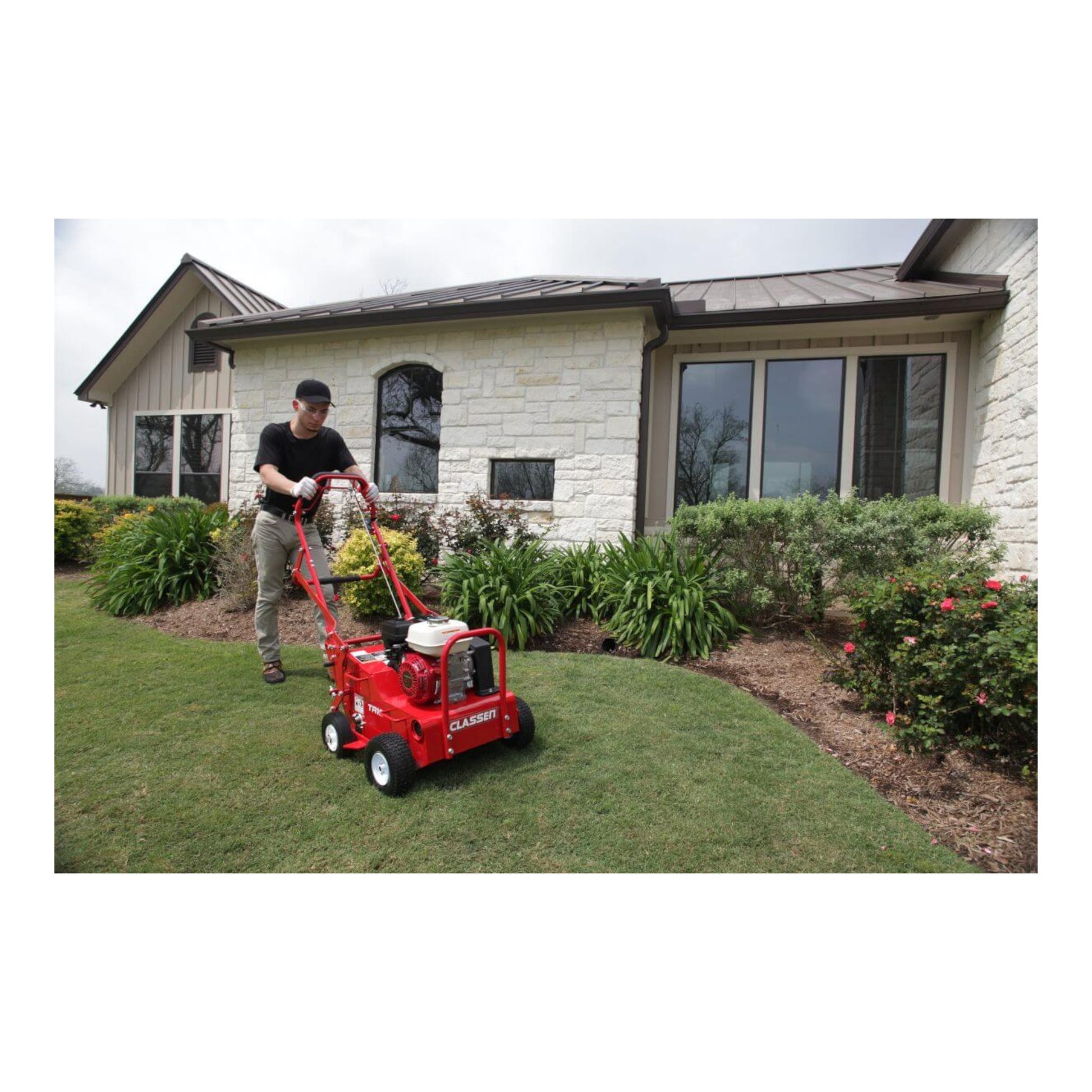 Classen TA18AH 18-inch Honda GX120 PRO steerable compact aerator with heavy-duty tines and compact steering design