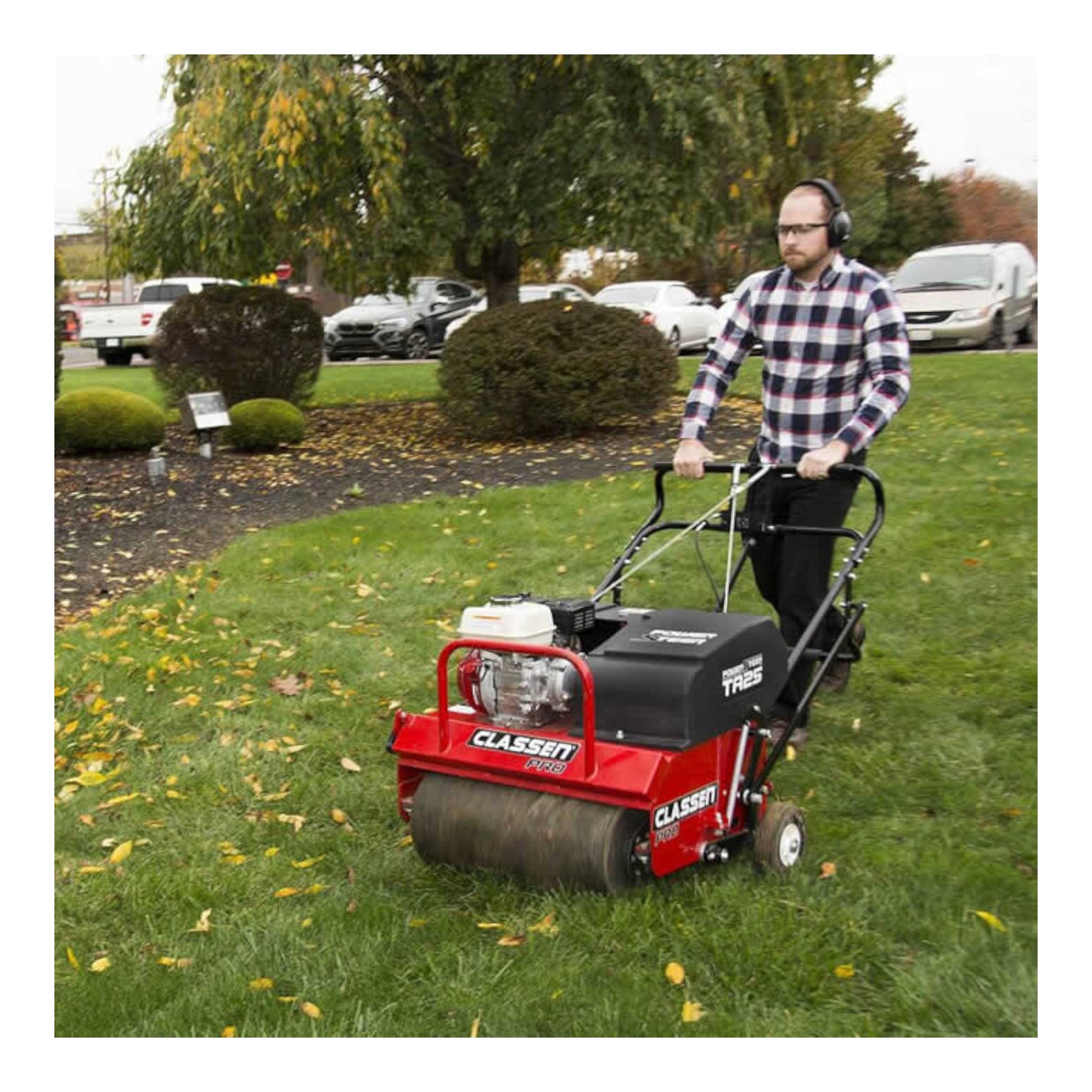 Classen TA25DA 25-inch Honda GX120 PowerSteer PRO aerator with heavy-duty tines and steerable power drive