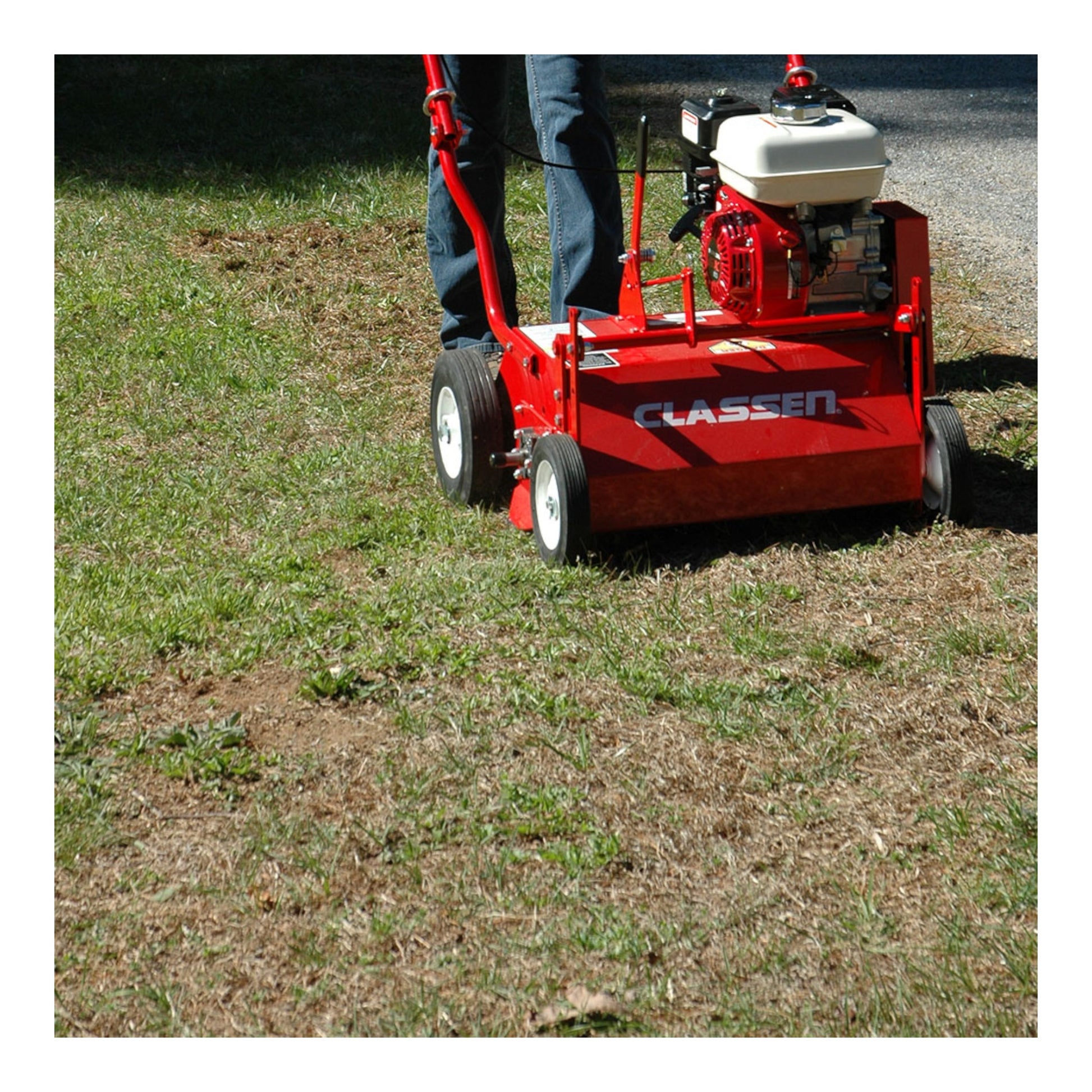 Classen TR-20 walk-behind turf rake with rugged steel tine system and commercial duty build