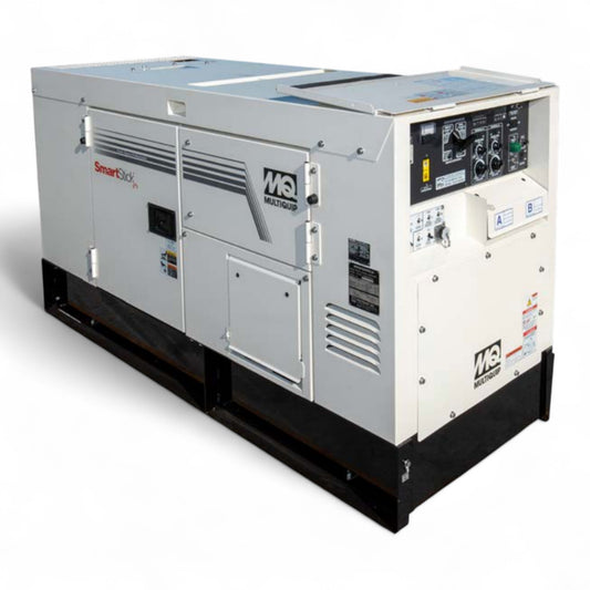 Multiquip DLW500ESA4 Welder/Generator High-output 500 amp welder with 14 kW 120/240 V generator, dual-operator capable, Tier 4 Isuzu diesel engine, Smart Stick & E-Mode features, and full GFCI-protected panel