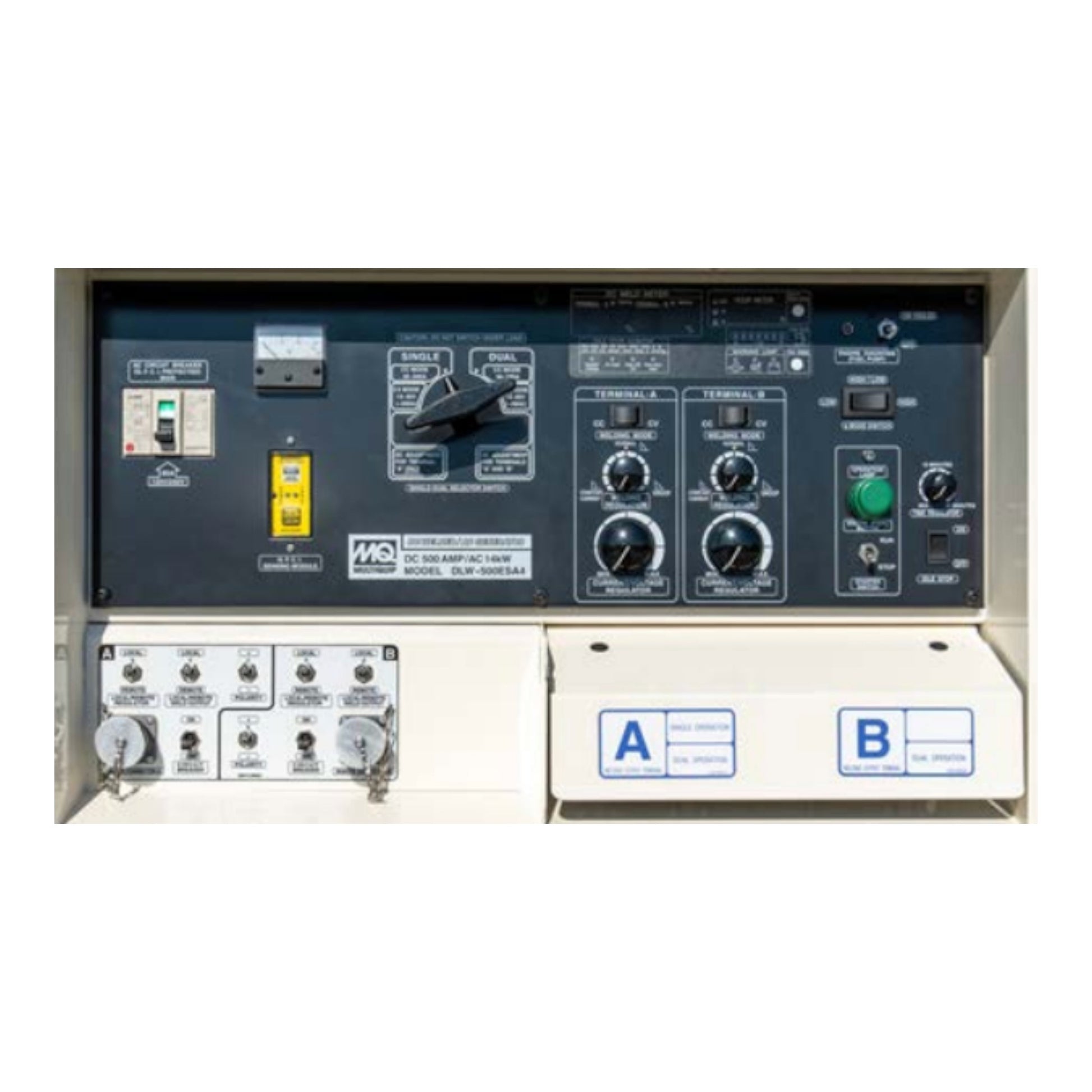 Multiquip DLW500ESA4 Welder/Generator High-output 500 amp welder with 14 kW 120/240 V generator, dual-operator capable, Tier 4 Isuzu diesel engine, Smart Stick & E-Mode features, and full GFCI-protected panel